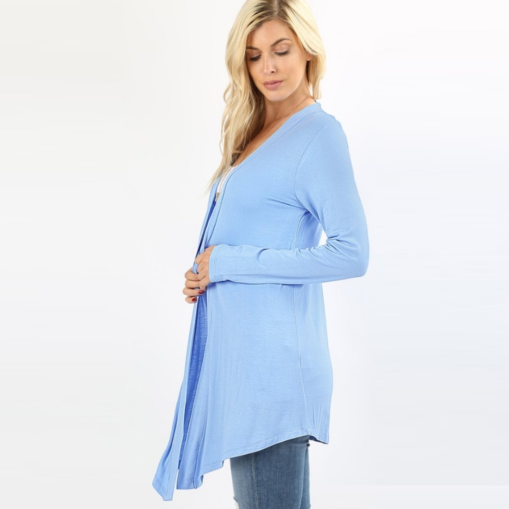 Draped Front Cardigan in BLACK - Picture 6 of 7